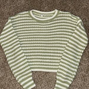 Derek Heart Green and White Striped Sweater